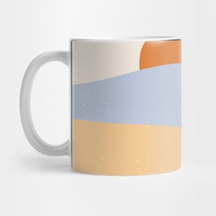 Contemporary abstract mountains and hills landscape with leaves branch digital design illustration Mug